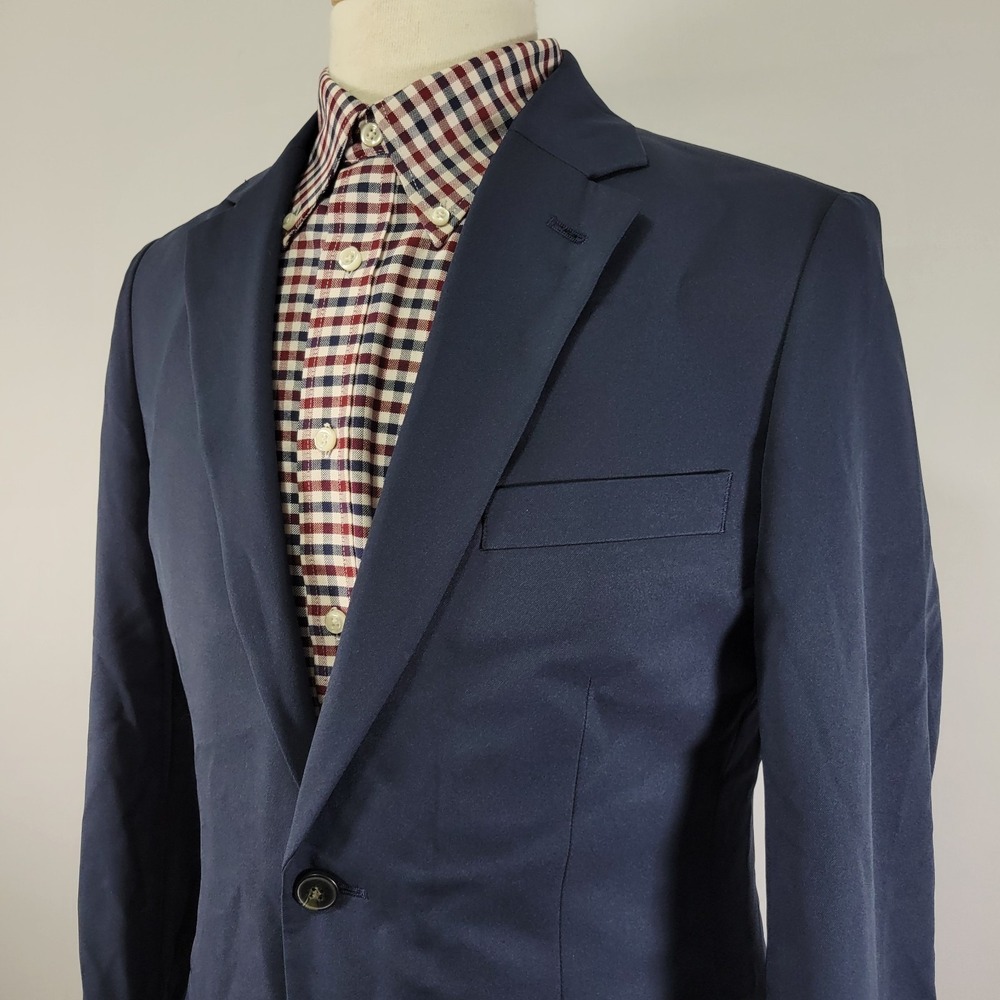 Haggar Men's Active Series Blazer Navy Blue Polyester Two Button 38R Tailored - Picture 7 of 16